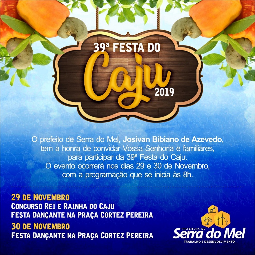 Prefeitura De Serra Do Mel Anuncia Programa O Da Festa Do Caju