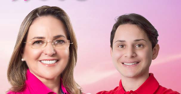 Candidata a prefeito Iraneide Rebouças e o vice, vereador João Paulo