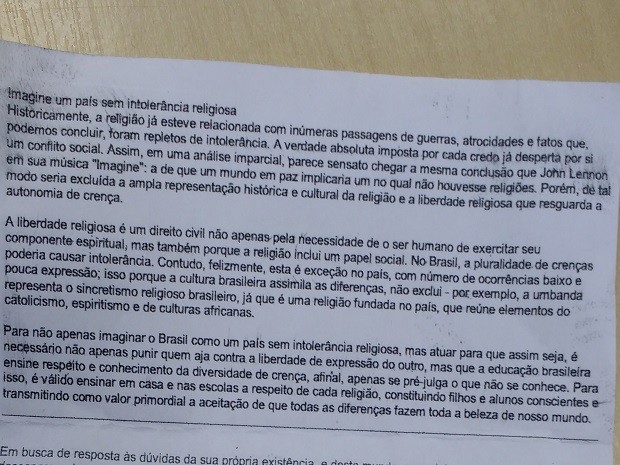 Candidato estava com  texto sobre o tema da redação do Enem (Foto: Divulgação/Polícia Federal)