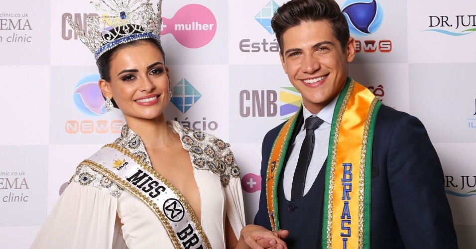 A goiana Beatrice Fontoura, de 26 anos, posa ao lado do Mister Mundo Brasil 2016, Carlos Franco (Foto: Reprodução)