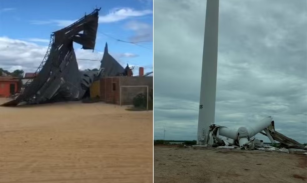 ginásio e eólica no chão